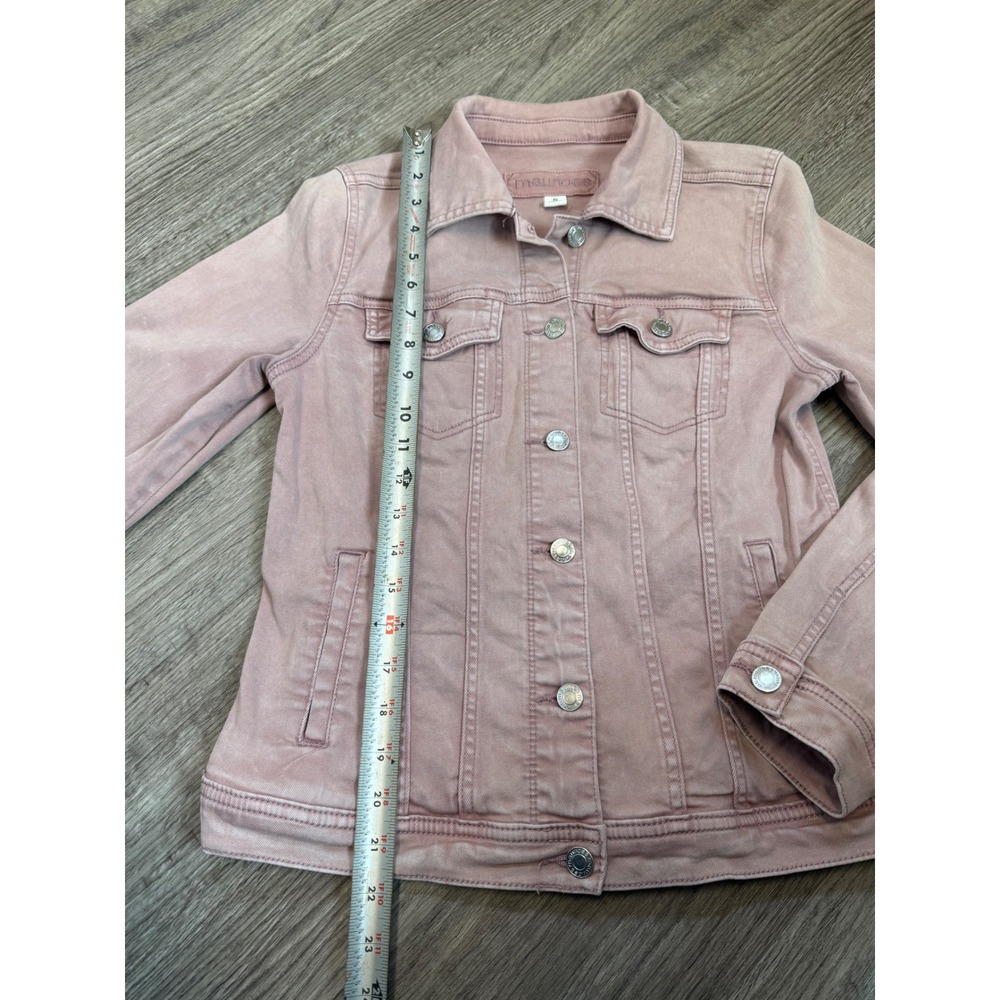 Maurices Womens Pink Denim Jacket Stretch Trucker Jean Coat Size S Small - Picture 4 of 8
